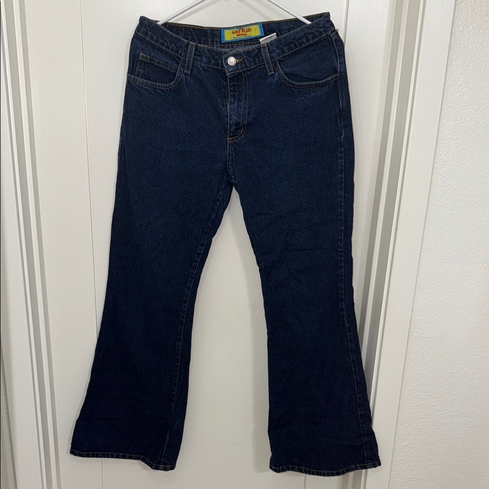 Paris Blues Blue Flare Wide Leg Jeans 100%Cotton Size 9